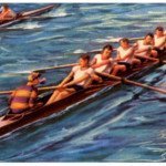 Painting of Rowers in a Boat with Coxswain