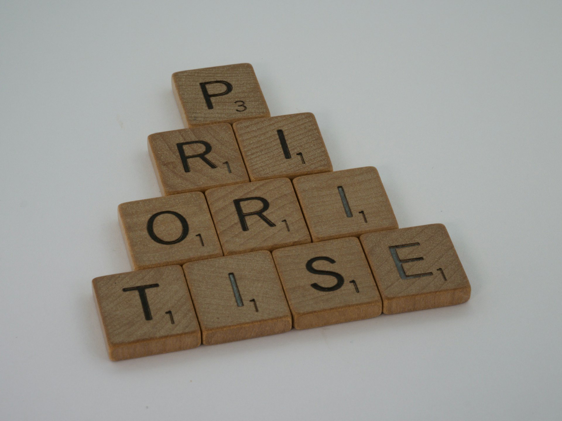 scrabble blocks spelling prioritise